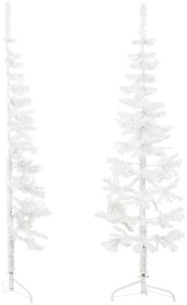 vidaXL Künstlicher Halb-Weihnachtsbaum mit Ständer Schlank Weiß 120 cm 344564