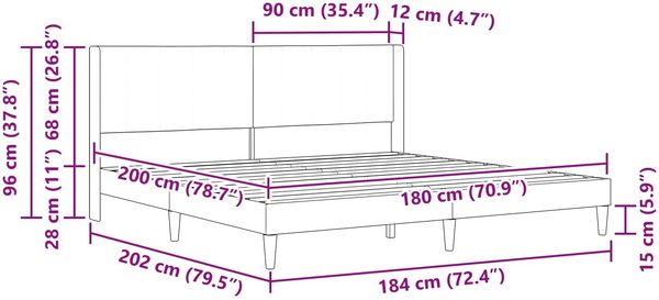 vidaXL Bettrahmen mit Kopfteil Dunkelgrün 180 x 200 cm Samt 42027523 Bild 9