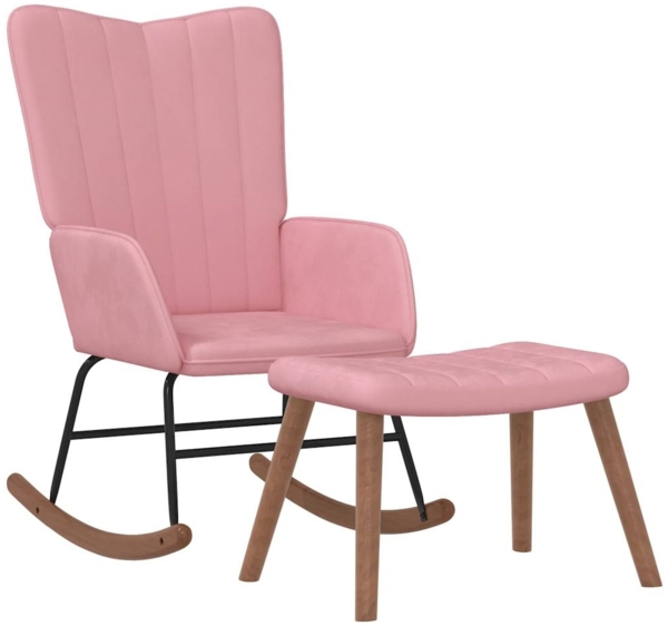Schaukelstuhl mit Hocker Samt Rosa [327758]