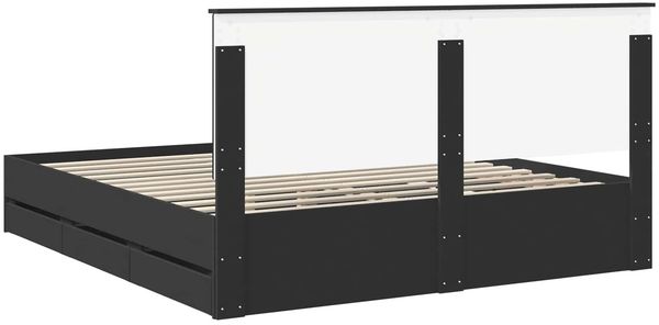 vidaXL Bettrahmen mit Schubladen Schwarz 200 x 200 cm Ingenieurs Holz 3409427 Bild 10