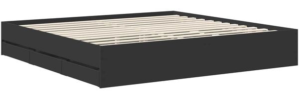 vidaXL Bettrahmen mit Schubladen Schwarz 200 x 200 cm Ingenieurs Holz 3409427 Bild 6