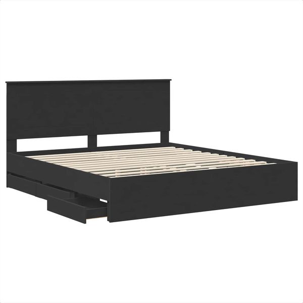 vidaXL Bettrahmen mit Schubladen Schwarz 200 x 200 cm Ingenieurs Holz 3409427 Bild 5