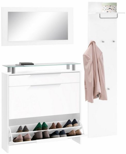 borchardt Möbel Garderoben-Set Oliva, (3-tlg), mit hängendem Schuhschrank, Paneel und Spiegel