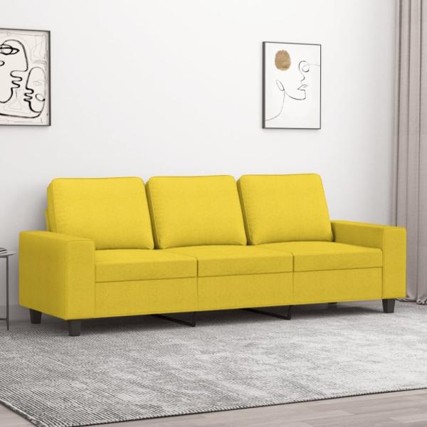 vidaXL 3-Sitzer-Sofa Hellgelb 180 cm Stoff 359404