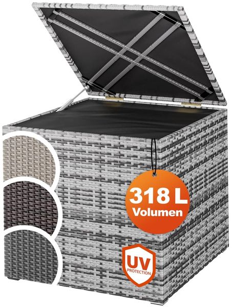 CASARIA® Polyrattan Auflagenbox quadratisch 75x75x70cm grau