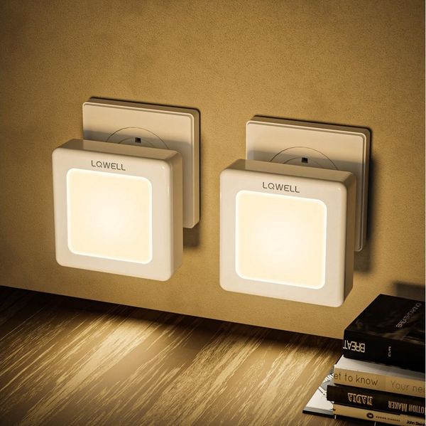 LQWELL LED Steckdosenleuchte Nachtlicht Steckdose Faltbar mit Dämmerungssensor, LED fest integriert, Nachtlampe Einstellbare Helligkeit, Automatisch Steckdosenlicht, Orientierungslicht Warmweiß, Bewegungsmelder, 1/2/3 Stück LED Nachtlicht Kinder