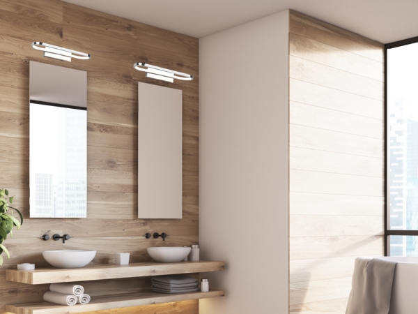 LED Badezimmer Wandleuchte 2er Set in Chrom - Spiegelleuchten, Breite 40cm