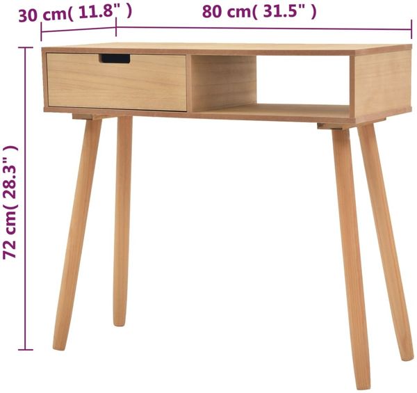 Konsolentisch, Beistelltisch, Konsole Kiefernholz Massiv 80 x 30 x 72 cm Braun Bild 6
