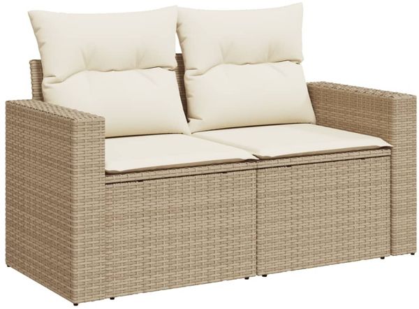 vidaXL 9-tlg. Garten-Sofagarnitur mit Kissen Beige Poly Rattan 3267468 Bild 6