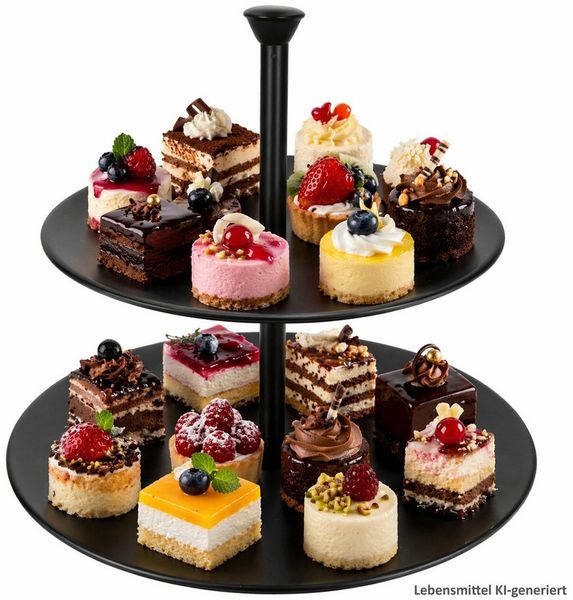 MamboCat Etagere MamboCat Bekki Etagere schwarz 2-stöckig Ø25cm Stahl Cupcake-Ständer, Metall