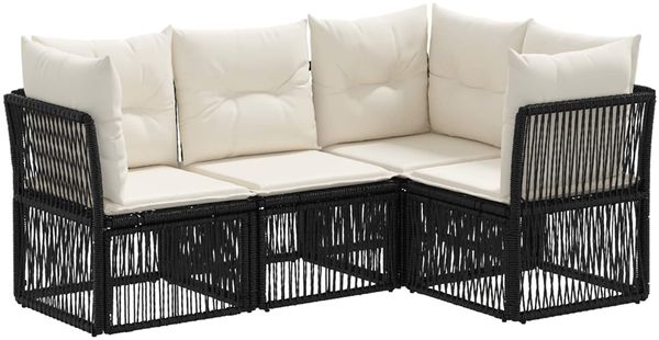 vidaXL Gartensofa-set 4 pcs Schwarz Poly-Rattan 3434209
