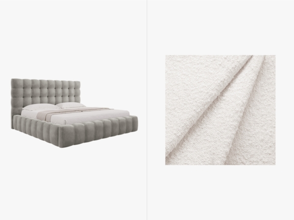 Micadoni Stauraumbett mit Kopfteil Mamaia Boucle Baloo Weiß 180x200