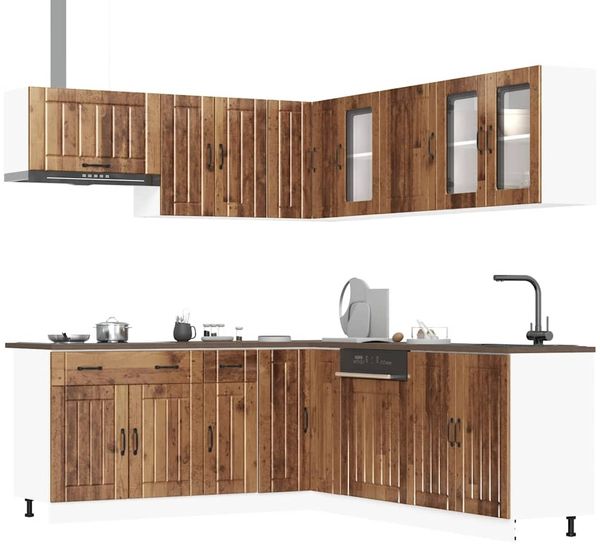 vidaXL 11-tlg. Küchenschrank-Set Lucca Altholz-Optik Holzwerkstoff 3314929