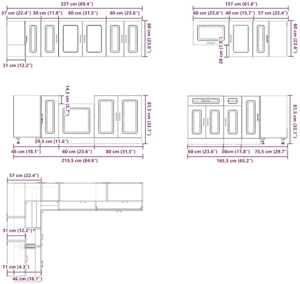vidaXL 11-tlg. Küchenschrank-Set Lucca Altholz-Optik Holzwerkstoff 3314929 Bild 8