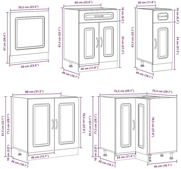 vidaXL 11-tlg. Küchenschrank-Set Lucca Altholz-Optik Holzwerkstoff 3314929 Bild 9