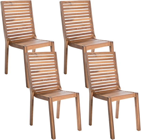 Gartenstuhl 4er Set OMBRIANO zertifiziertes Akazienholz Hellbraun