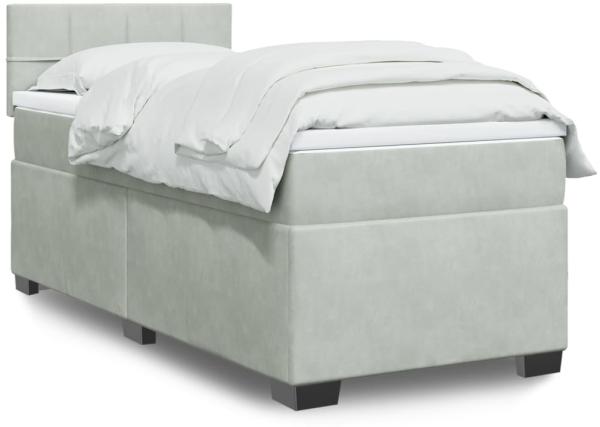 vidaXL Boxspringbett mit Matratze Hellgrau 100x200 cm Samt 3288534