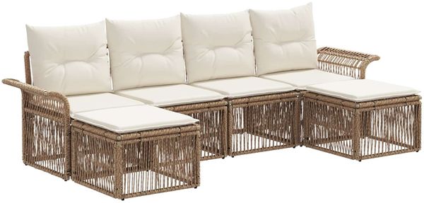 vidaXL Gartensofa-set 6 pcs Beige Poly-Rattan 3434910