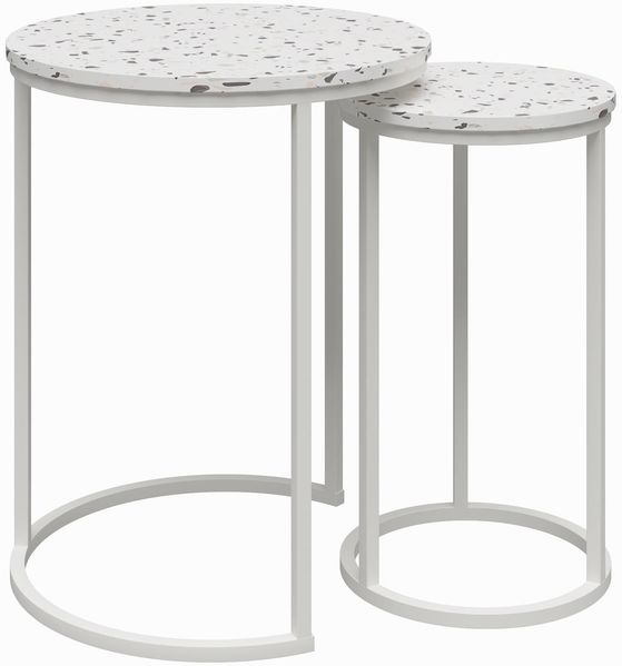 Satztisch >Ailema< 45x57x45 cm – Weiß, MDF & Metall, elegant & robust
