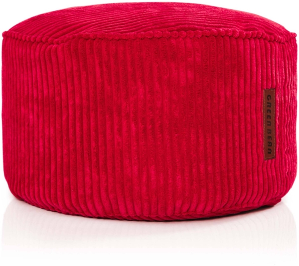 Green Bean® Indoor Sitzhocker Pouf 45x25cm EPS-Perlen Füllung & Cordstoff Kuschelig Weich Waschbar - Apfelrot