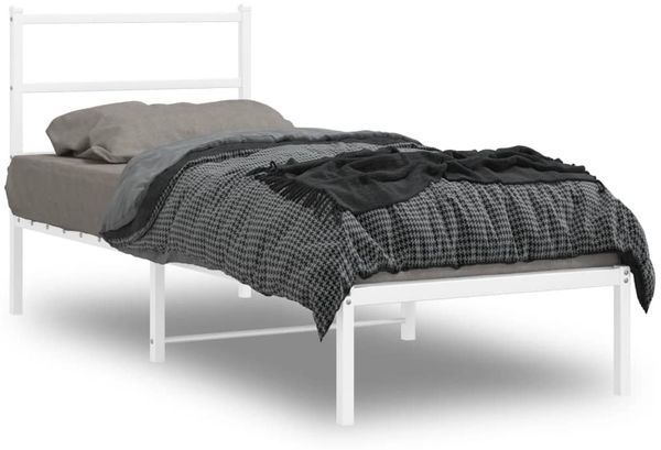vidaXL Metallbett ohne Matratze mit Kopfteil Weiß 75x190 cm 355404