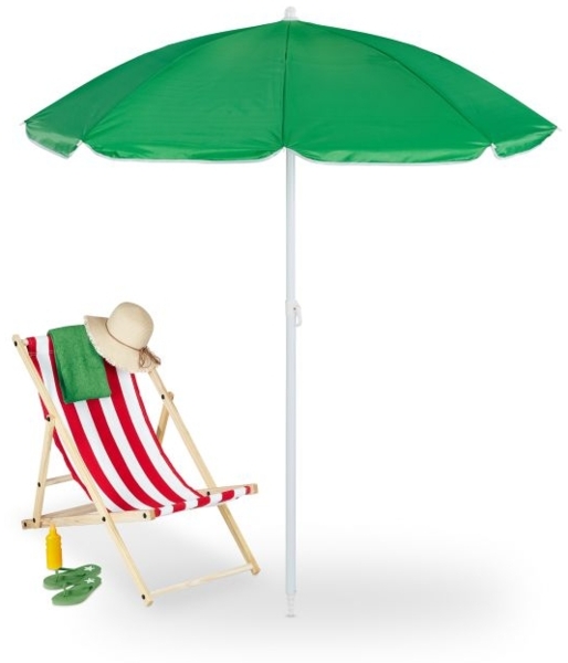 Relaxdays Sonnenschirm, Polyester / Stahl / Kunststoff, Ø 160 cm , Grün