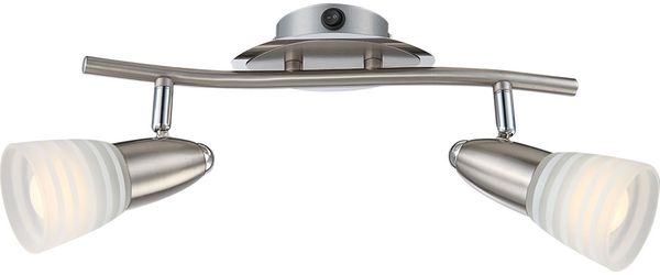 LED Deckenleuchte, Metall, nickel-matt, Chrom, Glas, Opal