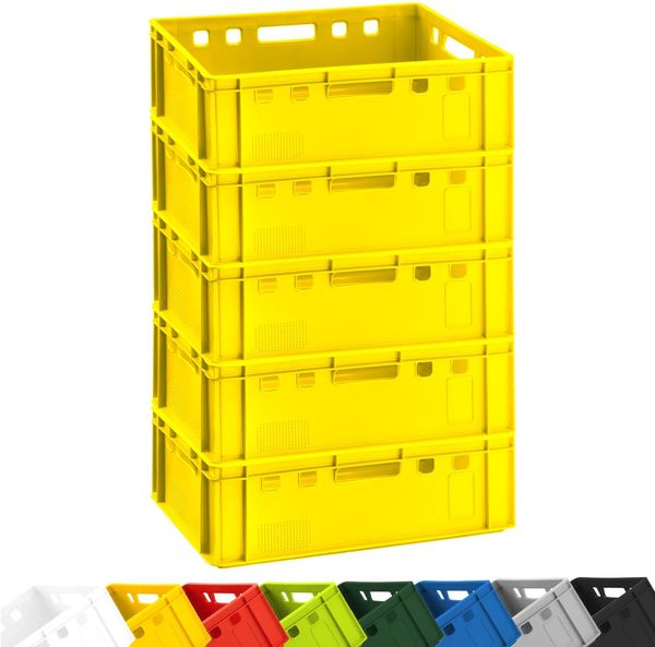 5x Fleischkiste E2 Fleischerkiste Eurobox 60 x 40 x 20 cm lebensmittelecht, robust, stapelbar | Lagerkisten, Stapelkisten, Metzgerkiste Made in Germany