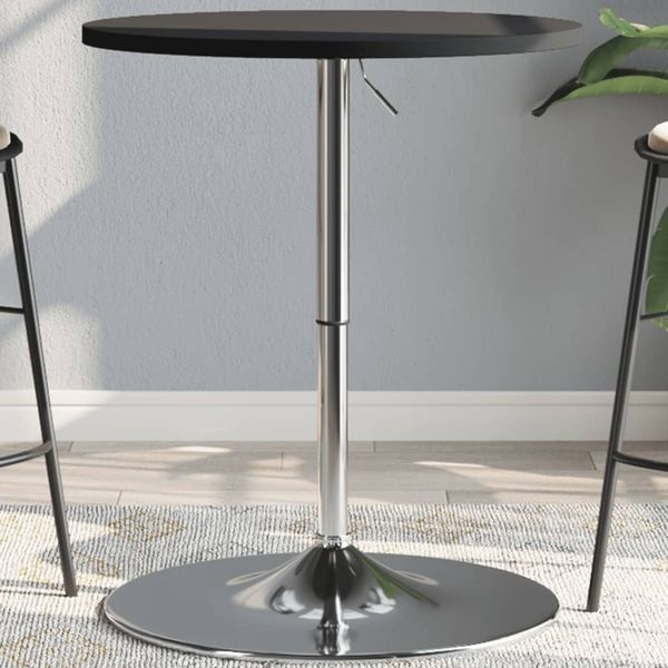Bartisch, Stehtisch, Bistrotisch Schwarz 60x60x90 cm Holzwerkstoff Verchromter Stahl