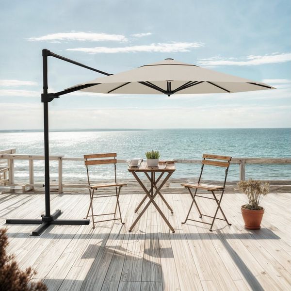 HOMALL Sonnenschirm 300x400 cm Ampelschirm mit Ständer, 360 Grad drehbar, UV-Schutz 50+, 300*400CM, φ330CM, 270*270CM, Gewicht 18-28KG, faltbar, geeignet für Garten, Terrasse, Schwimmbad