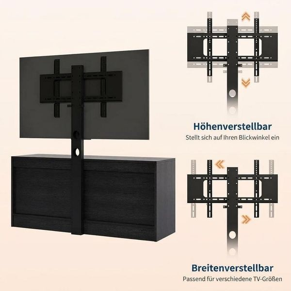 GarveeMore TV-Schrank mit 4 Rattan Schubladen & TV-Wandhalterung für bis zu 70 Zoll Holz TV Möbel Entertainment Center für Wohnzimmer & Schlafzimmer Bild 3