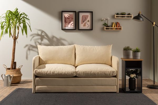 2-Sitzer-Schlafsofa, 'Saga', 66 x 70 x 148, Creme