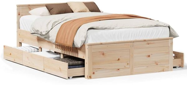 vidaXL Massivholzbett ohne Matratze mit Kopfteil 135x190 cm Kiefer 3308780 Bild 2