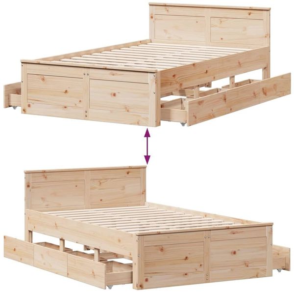 vidaXL Massivholzbett ohne Matratze mit Kopfteil 135x190 cm Kiefer 3308780 Bild 10