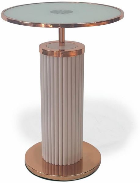 Casa Padrino Luxus Beistelltisch mit Glasplatte Grau / Kupfer H. 57 cm - Luxus Möbel