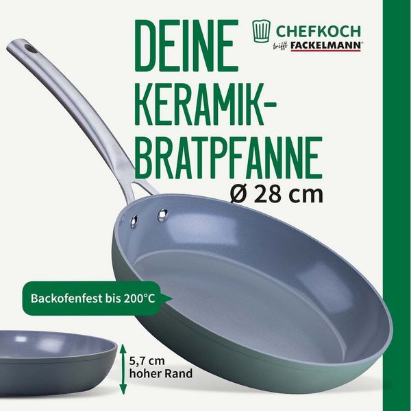 Chefkoch trifft Fackelmann Bratpfanne Keramikbratpfanne, Antihaft-Pfanne, Öko-Pfanne