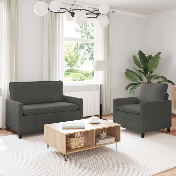 vidaXL Sofa Set 2 pcs Dunkelgrau Stoff 3417042