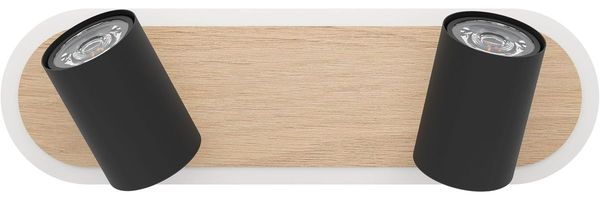EGLO LED Deckenlampe Rimbocchi 2 Spots schwenkbar Metall Schwarz Holz-Optik energiesparend warmweiß für Wohnzimmer Schlafzimmer moderne Deckenleuchte Bild 3
