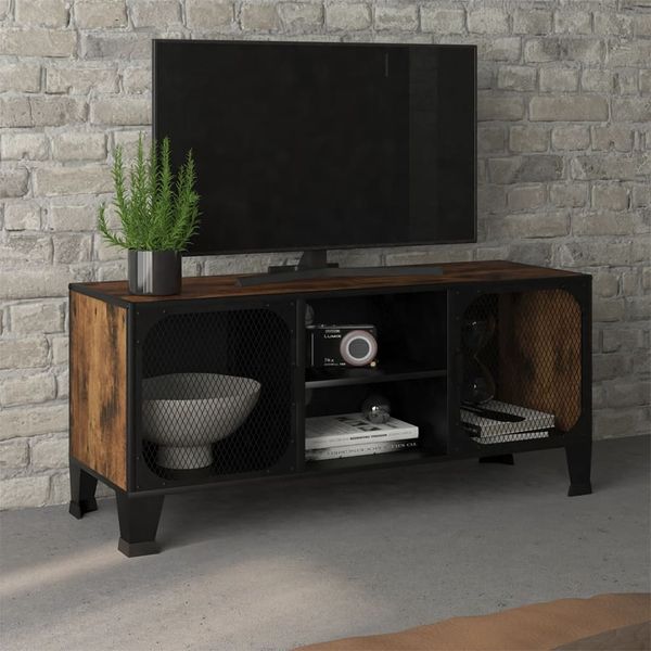 vidaXL TV-Schrank Rustikales Braun 105x36x47 cm Metall und MDF 335909