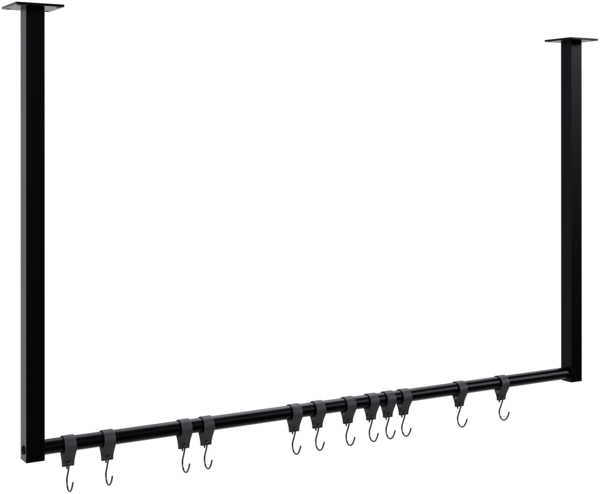 CLP Kleiderstange Fenton aus Metall für Deckenmontage mit 12 Kleiderhaken,100x60 cm