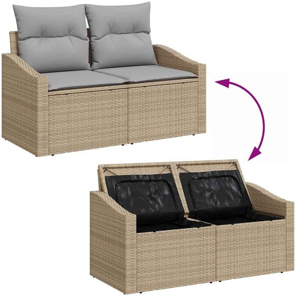 vidaXL Sofa Set mit Kissen 4 pcs Beige und Hellgrau Poly-Rattan 3355339 Bild 9