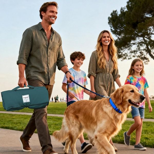 wohnTRAUM24 Hundematte Hundedecke für unterwegs wasserdicht rutschfeste Hundematte 95×65 cm, 100% Polyesterfaser, extra weiches Material, wasserabweisend, Hundekissen für Reise Camping