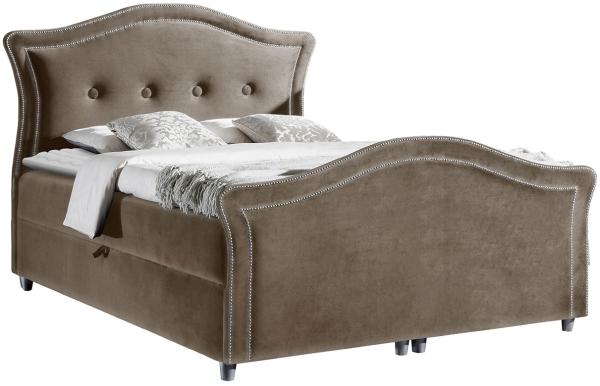 Boxspringbett Bedran Lux, Braun, 200x200 cm