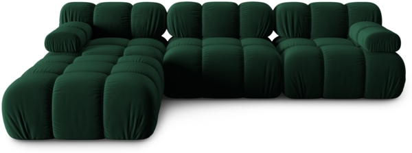 Micadoni Modulares Sofa Bellis 4-Sitzer mit flachem Modul Samt Bluvel Flaschengrün