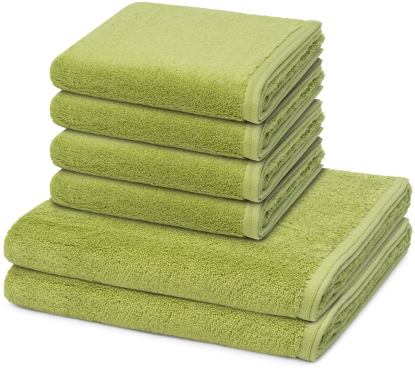 Vossen Vegan Life 6 tlg. Frottier-Set - 4 X Handtuch (50 X 100cm), 2 X Duschtuch (67 X 140cm) - 580 g/m2 - Avocado