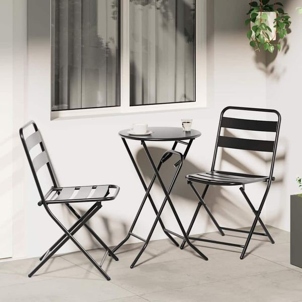 vidaXL Garten Bistro Set 3 pcs Anthrazit Stahl 42010316