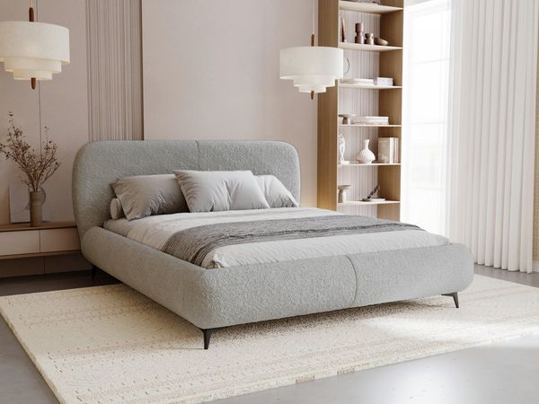 Compleo Polsterbett mit gepolstertem Kopf- & Fußteil, Bett mit Bettkasten Japandi-Stil