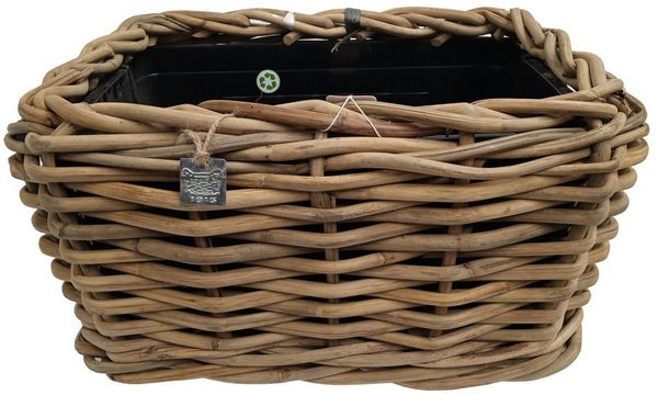Van der Leeden Blumentopf Blumenkorb Pflanzkorb 49x37x30cm Rattan Weide Sylter Korb Drypot 27L (Stück, 1 St, Packung), Indoor & Outdoor, Rechteckig, 27 L, Naturprodukt, Kunststoffeimer