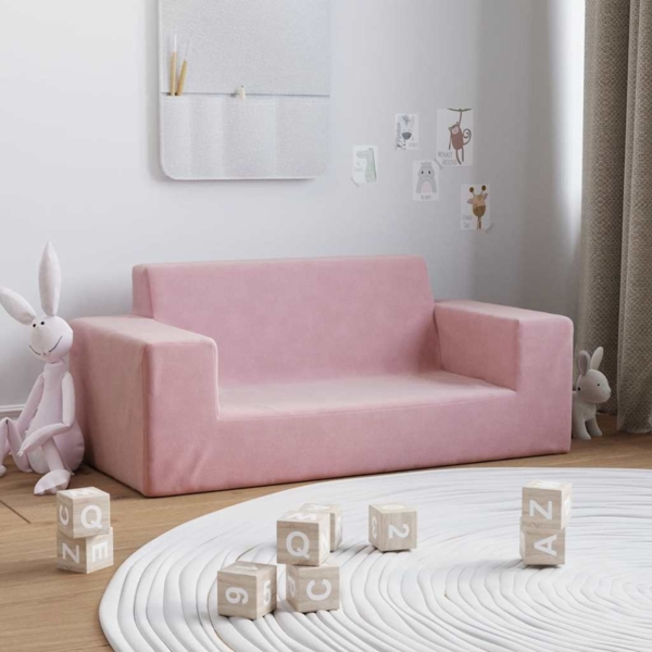 vidaXL Kindersofa 2-Sitzer Rosa Weich Plüsch 4104783