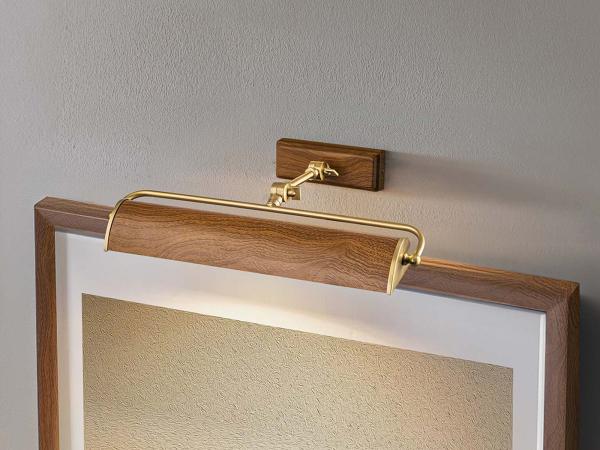 Bilderleuchte WINCHFIELD verstellbar, Holzoptik-Altmessing, Breite 44,5cm